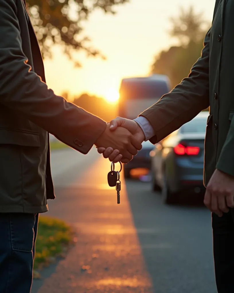 Keys exchanged at delivery during open carrier auto shipping in Oceanside, CA.